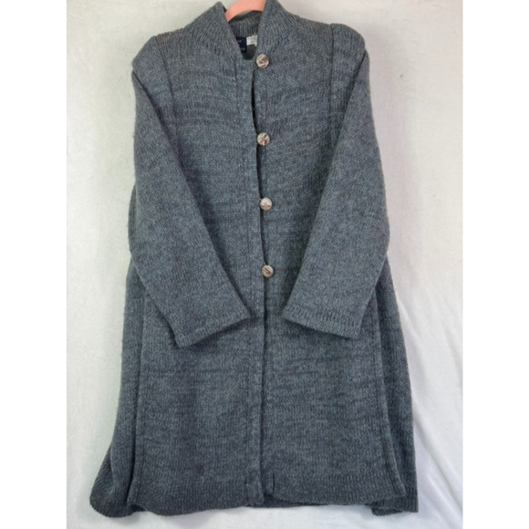 Bonnie Lee Leroy Button Up Cardigan Womens 40 Gray Knit Mohair Wool Nylon Blend - Picture 2 of 9